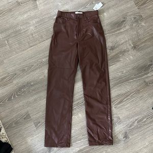 Abercrombie & Fitch Vegan Leather 90s straight leg ultra high rise pants